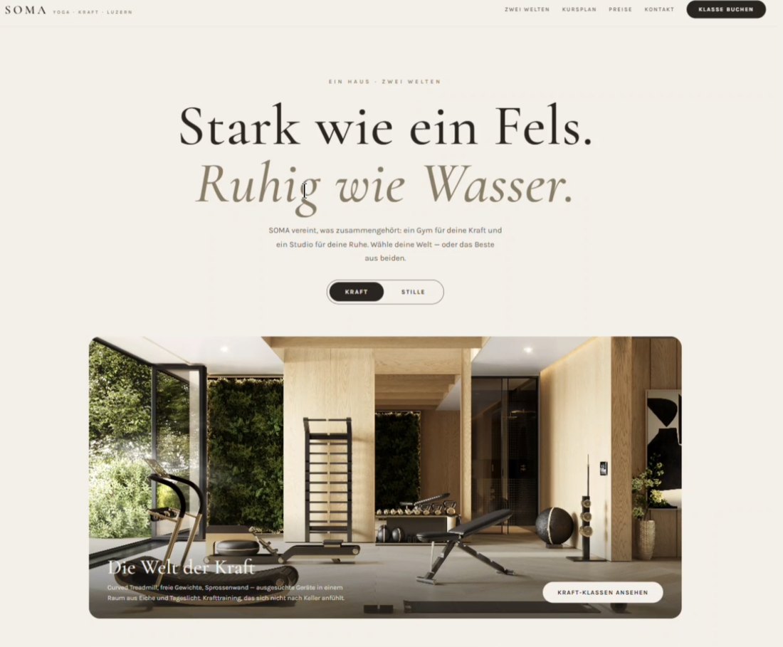 Website-Projekt SOMA – Yoga & Kraft, Luzern
