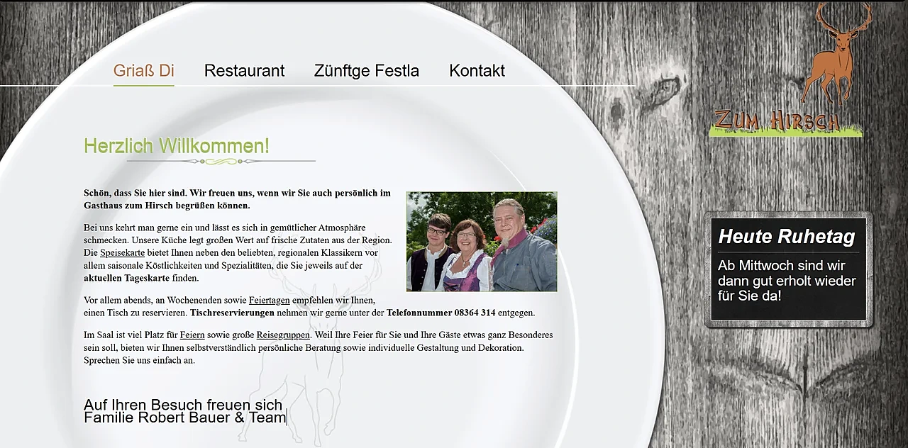 Vorher: Restaurant – veraltete Website