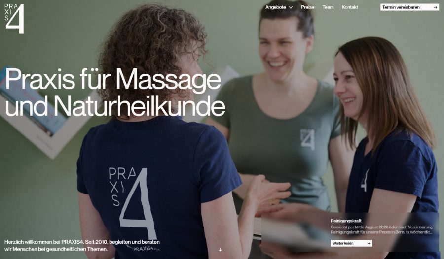 Vorschau einer Website für eine Praxis