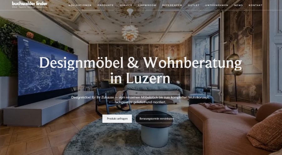 Vorschau einer Website für Möbel und Wohnberatung