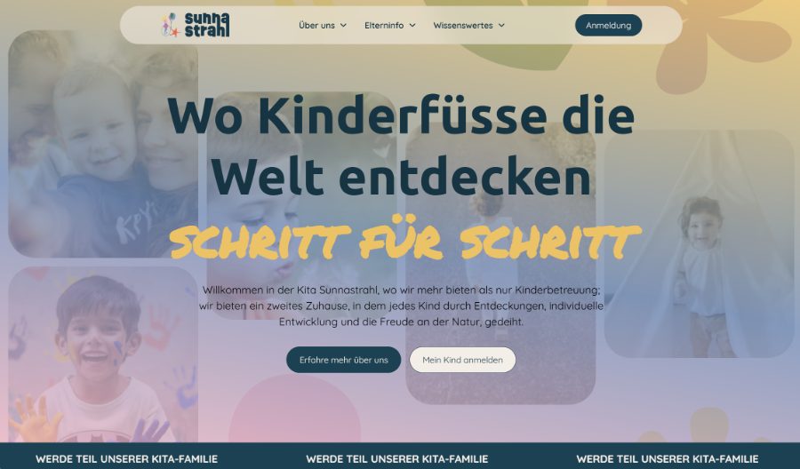 Vorschau einer Website für eine Kita