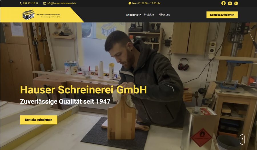 Vorschau einer Website für eine Schreinerei