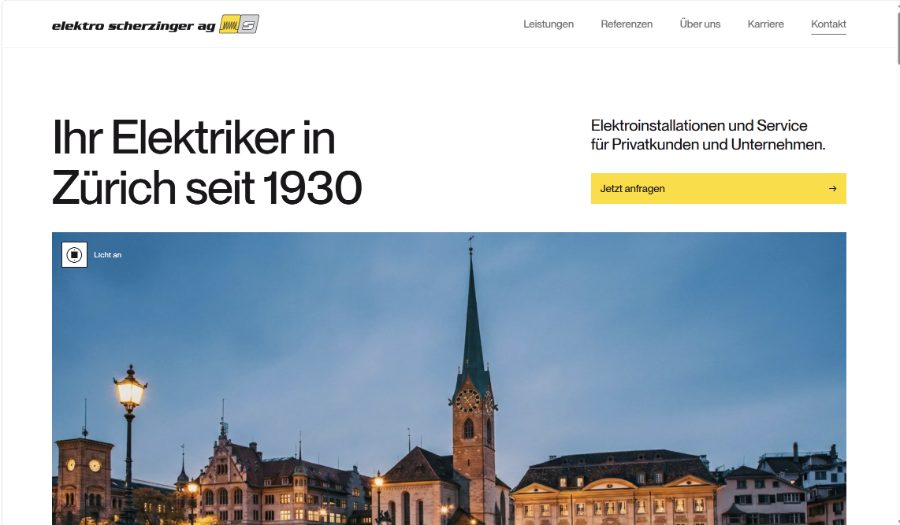 Vorschau einer Website für einen Elektrobetrieb